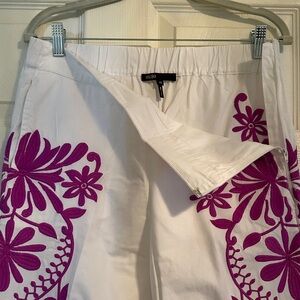 Maje White Pants with Pink Floral Design